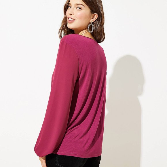 Ann Taylor LOFT Twist Mixed Media Top - Picture 3 of 9